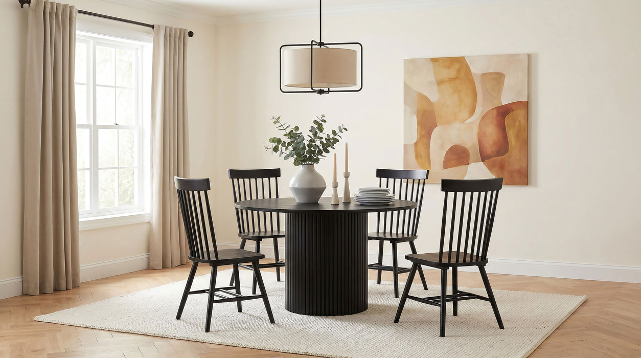 Hamlyn 5-piece Round Wood Dining Set Black