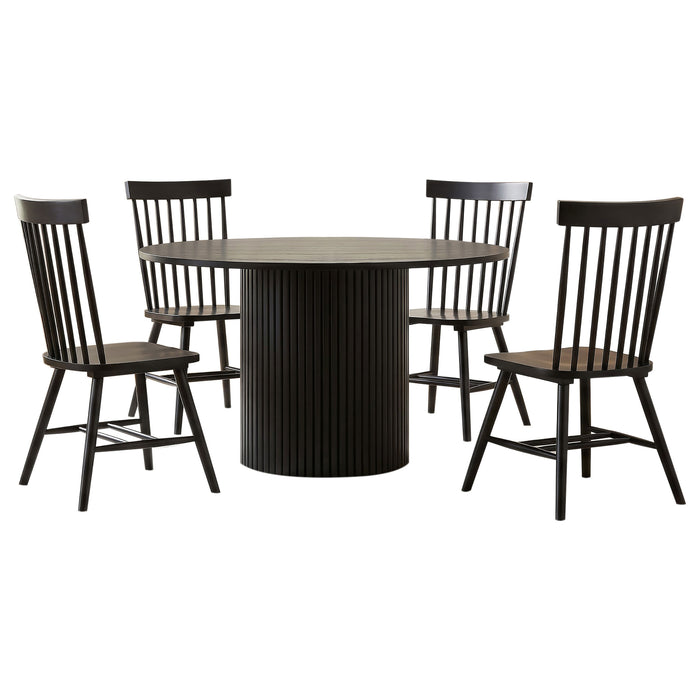 Hamlyn 5-piece Round Wood Dining Set Black