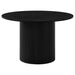 CoasterEveryday Hamlyn 47-inch round black wood dining table in a modern dining room setting