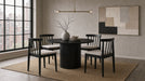Black 47-inch round wood dining table from CoasterEveryday, featuring a sleek, modern design for dining room furniture.