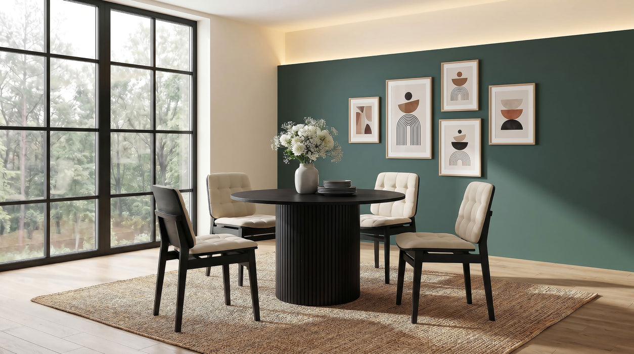 Hamlyn 47-inch Round Wood Dining Room Table Black