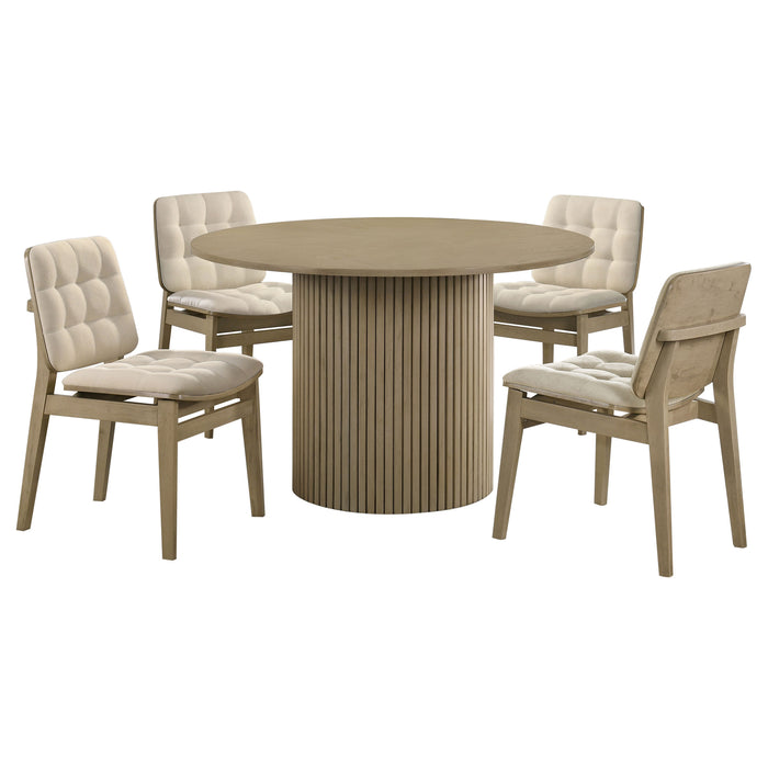 Hamlyn 5-piece Round Wood Dining Set Cream and Natural Oak