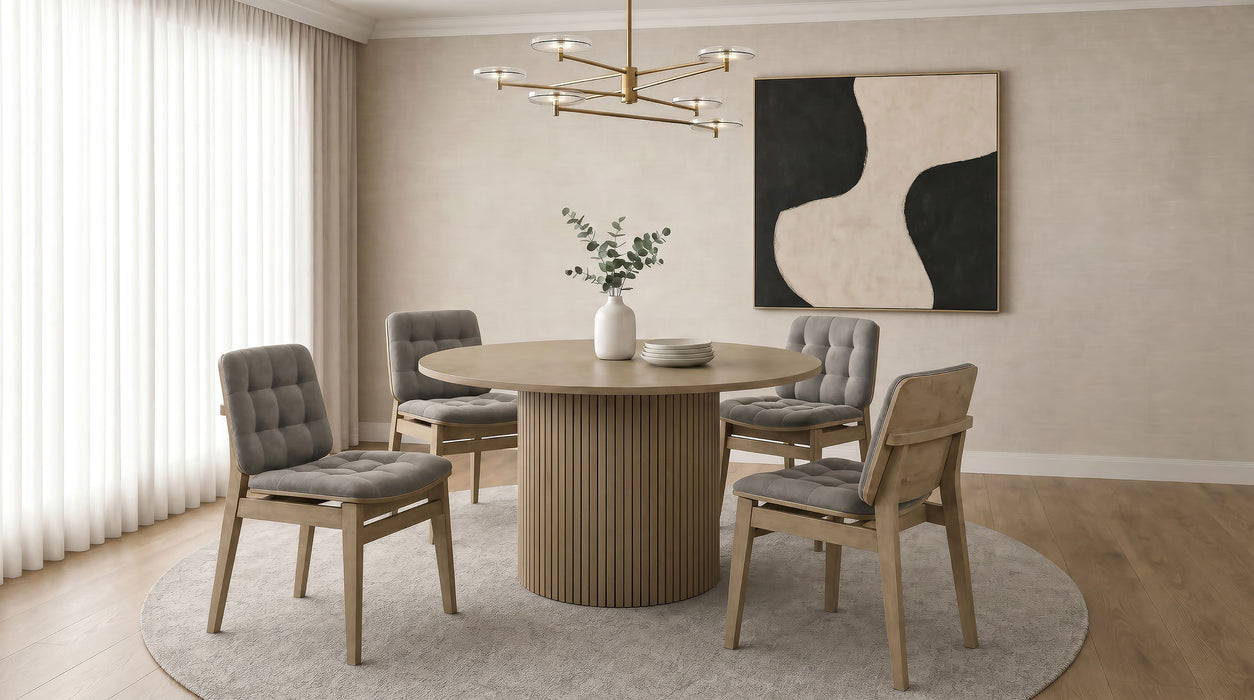 Hamlyn 5-piece Round Wood Dining Set Grey and Natural Oak