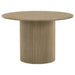 Round natural oak wood dining table by CoasterEveryday, 47-inch diameter, sturdy furniture piece with smooth finish.