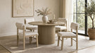 Round natural oak wood dining table by CoasterEveryday with a 47-inch diameter, sturdy furniture for dining rooms.