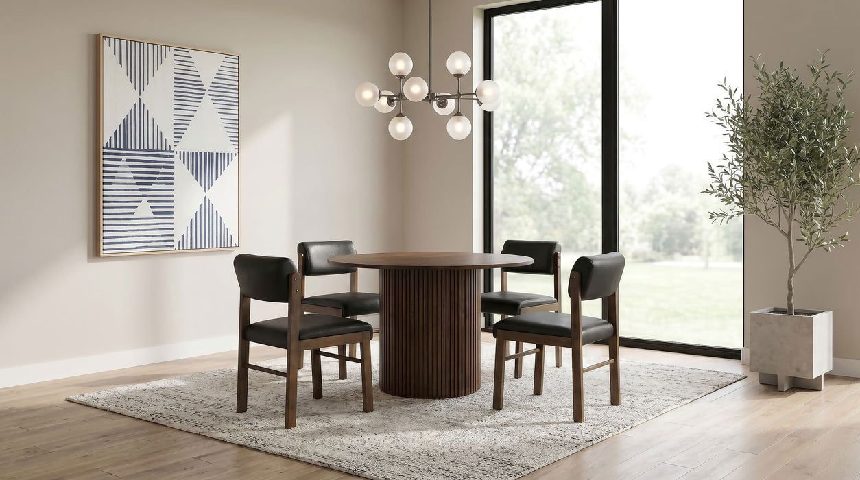 Hamlyn 5-piece Round Wood Dining Set Black and Walnut