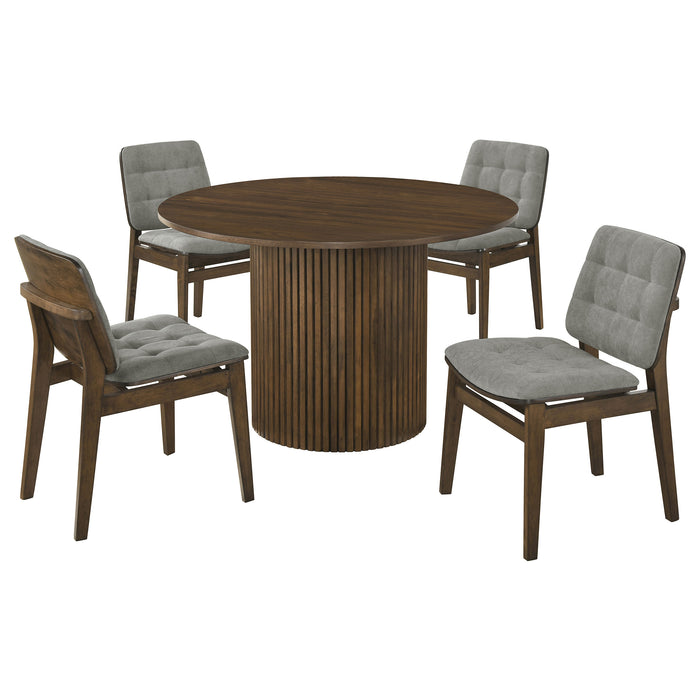 Hamlyn 5-piece Round Wood Dining Set Grey and Walnut