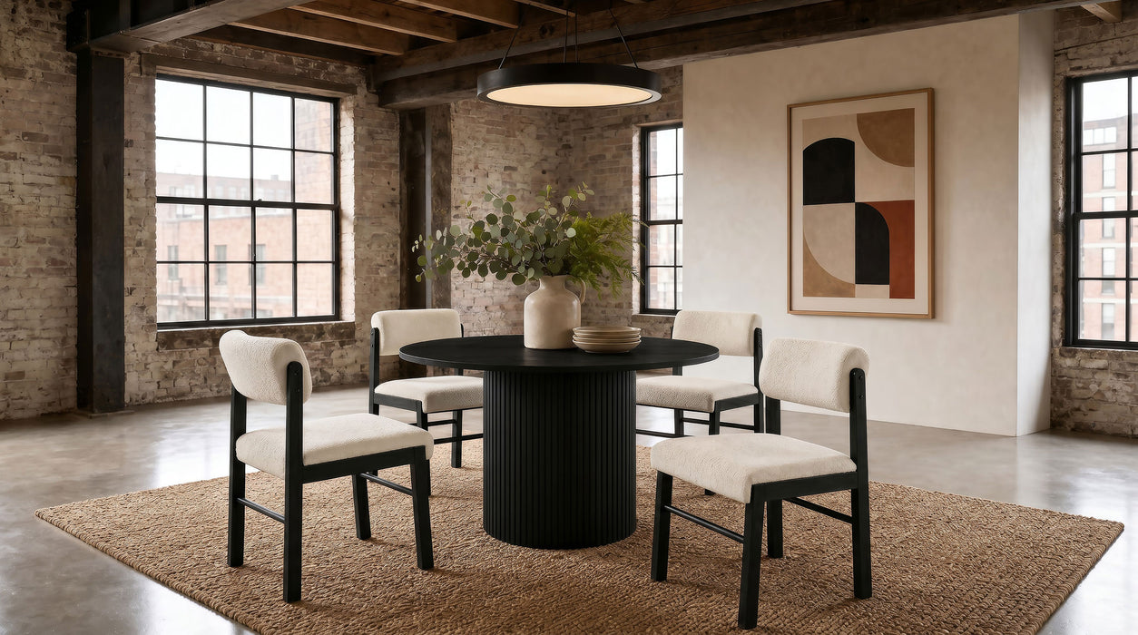 Kehoe Upholstered Dining Side Chair Cream and Black (Set of 2)