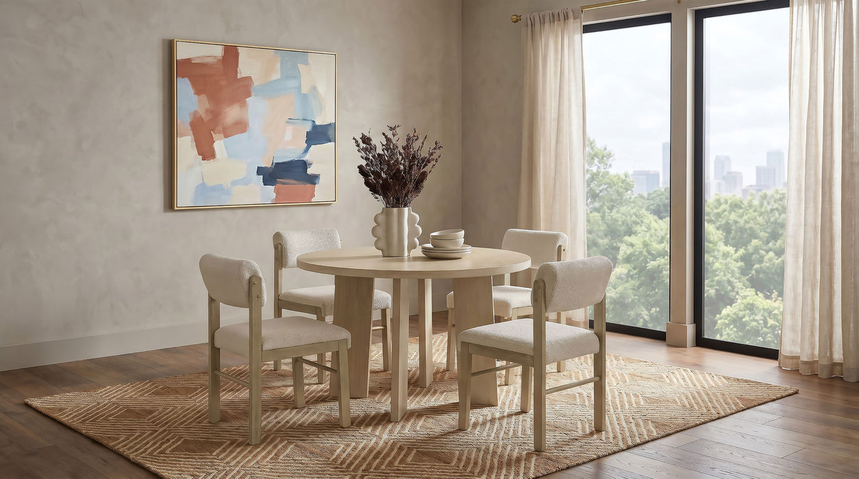 Kehoe Upholstered Dining Side Chair Cream and Natural Oak (Set of 2)