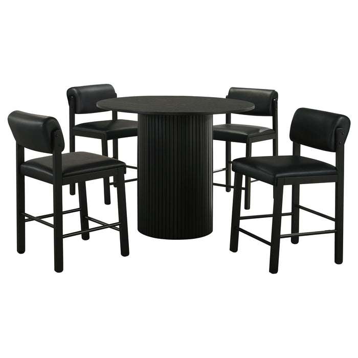 Hamlyn 5-piece Round Wood Counter Height Dining Set Black