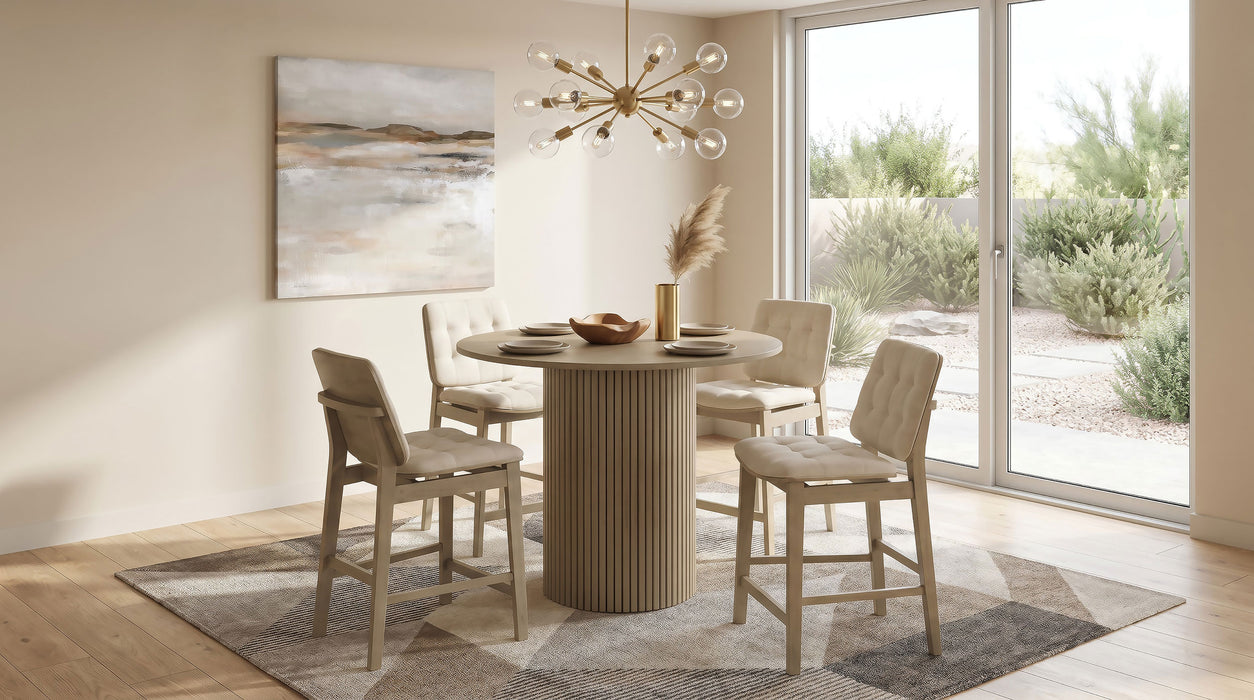 Hamlyn 43-inch Round Wood Counter Height Dining Table Natural Oak