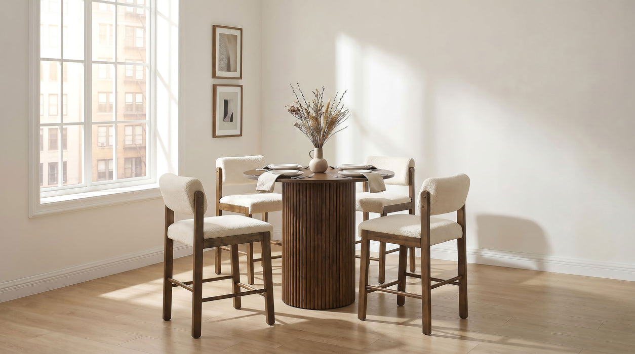 Hamlyn 43-inch Round Wood Counter Height Dining Table Walnut