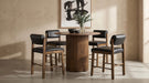 CoasterEveryday Hamlyn 43-inch round walnut wood counter height dining table with sturdy legs and smooth surface.