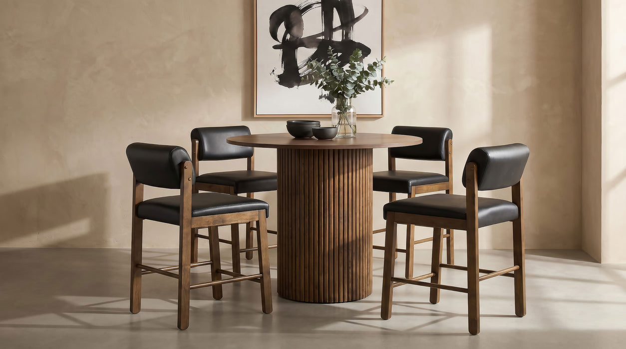 Hamlyn 43-inch Round Wood Counter Height Dining Table Walnut