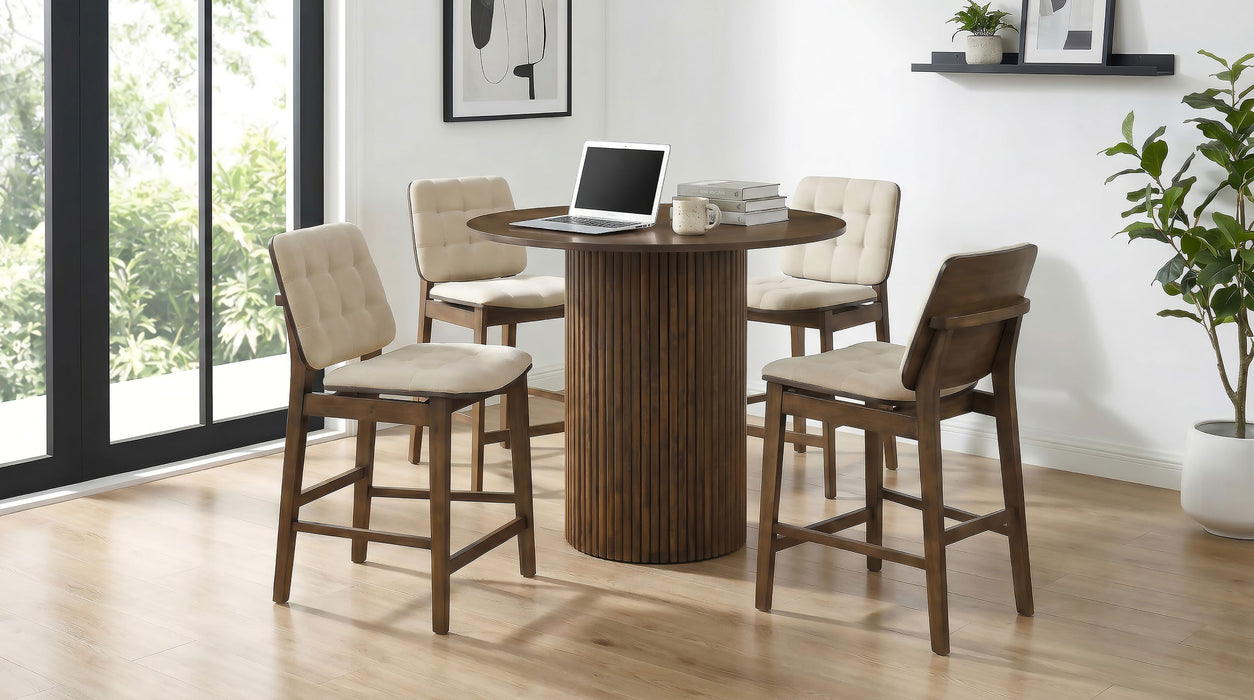 Hamlyn 43-inch Round Wood Counter Height Dining Table Walnut