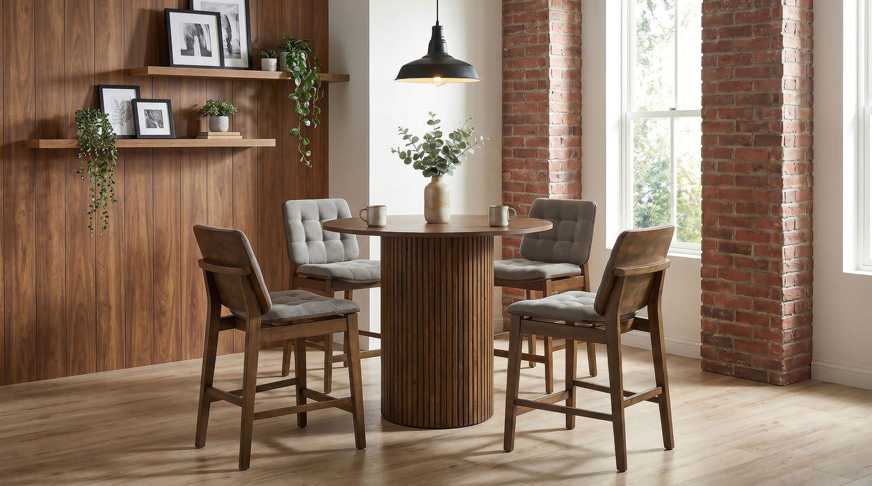 Hamlyn 43-inch Round Wood Counter Height Dining Table Walnut