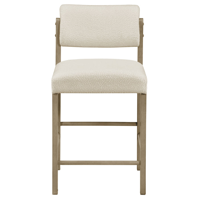 Kehoe Upholstered Counter Height Chair Cream and Natural Oak (Set of 2)
