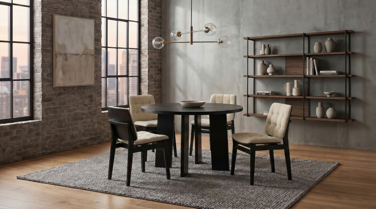Strouse 47-inch Round Wood Dining Room Table Black