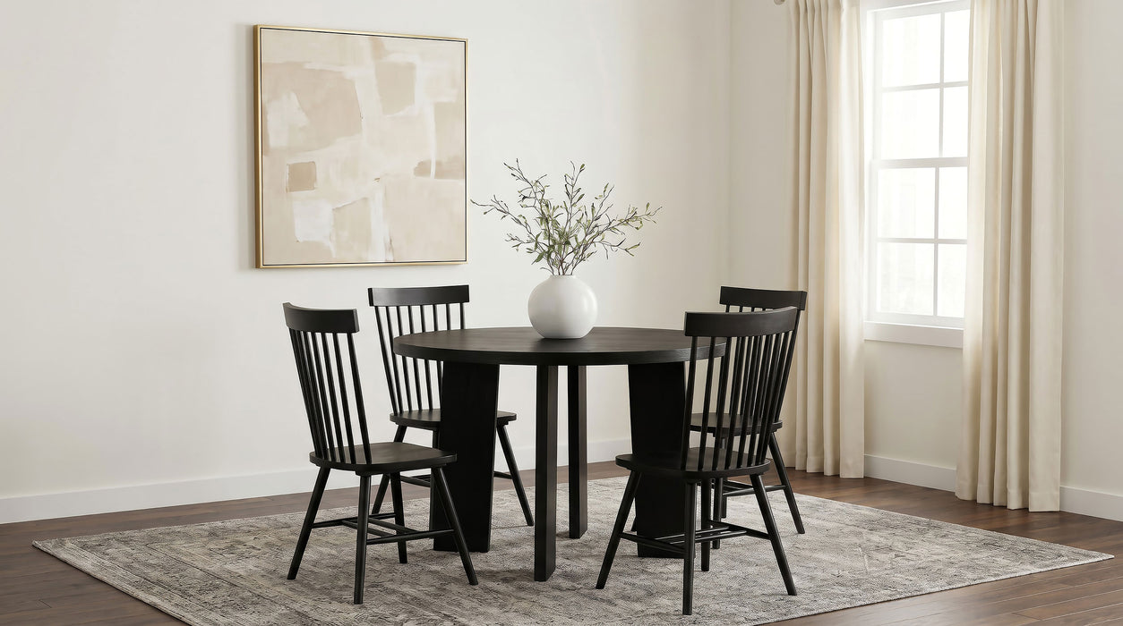 Strouse 47-inch Round Wood Dining Room Table Black