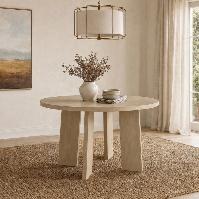 Strouse 47-inch Round Wood Dining Room Table Natural Oak