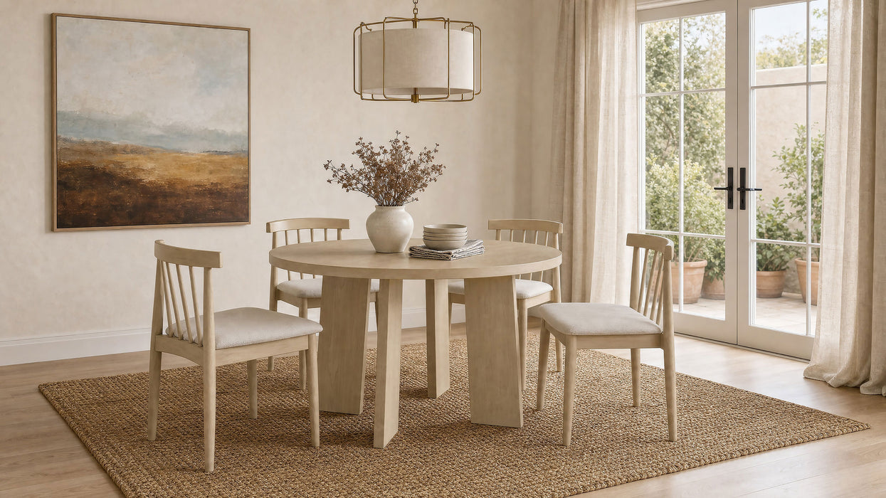 Strouse 47-inch Round Wood Dining Room Table Natural Oak