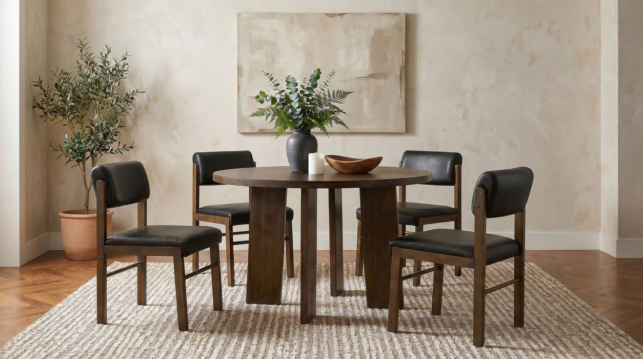Strouse 47-inch Round Wood Dining Room Table Walnut