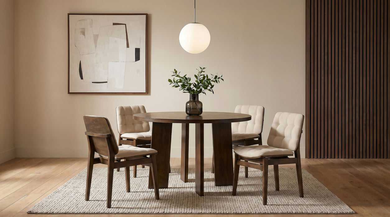 Strouse 47-inch Round Wood Dining Room Table Walnut
