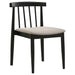 Set of two CoasterEveryday Cullen dining side chairs with upholstered black seats and sleek black legs.