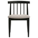 Pair of CoasterEveryday Cullen dining side chairs with black upholstered seats and sleek black wooden legs, set of two.
