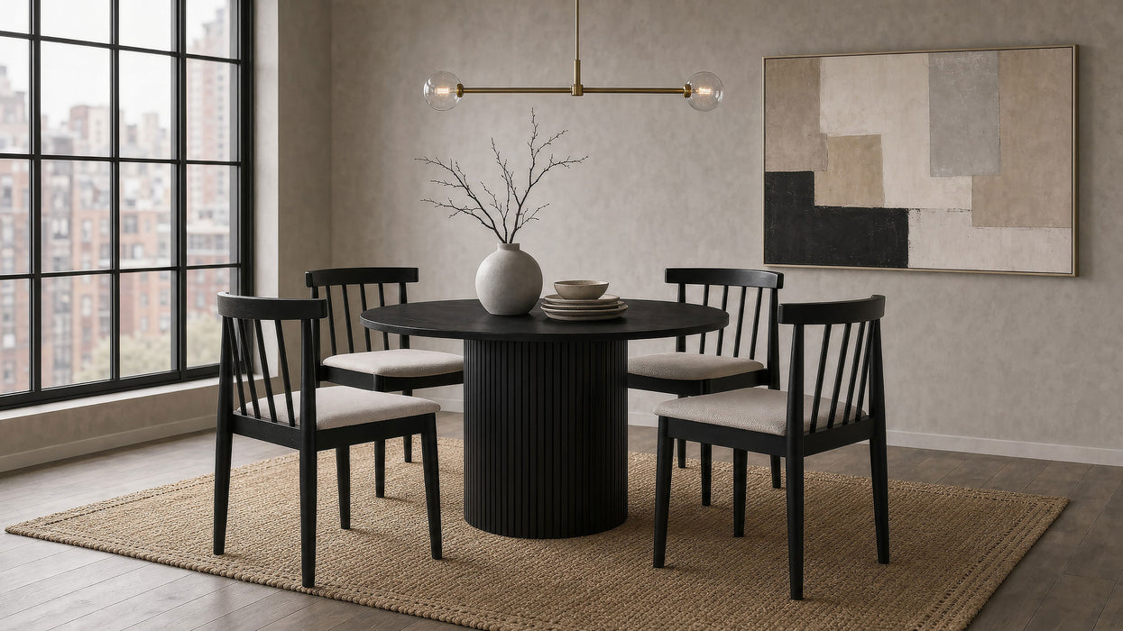 Cullen Dining Side Chair Upholstered Seat Black (Set of 2)
