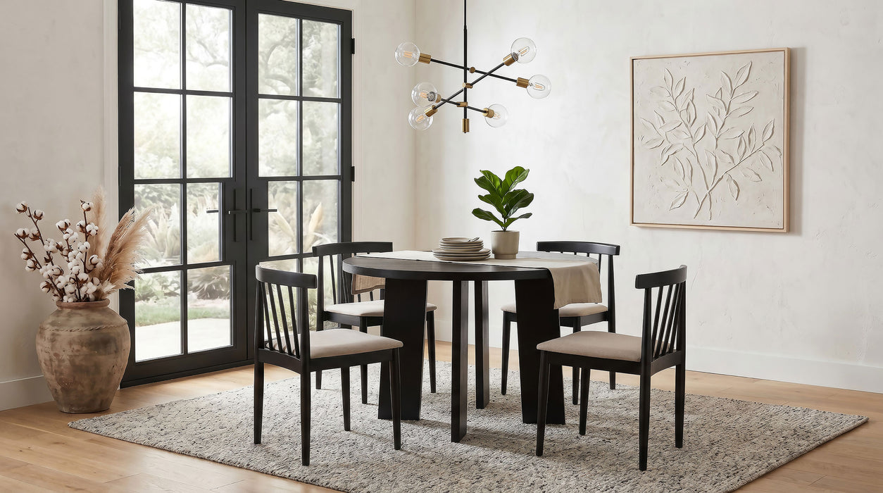 Cullen Dining Side Chair Upholstered Seat Black (Set of 2)