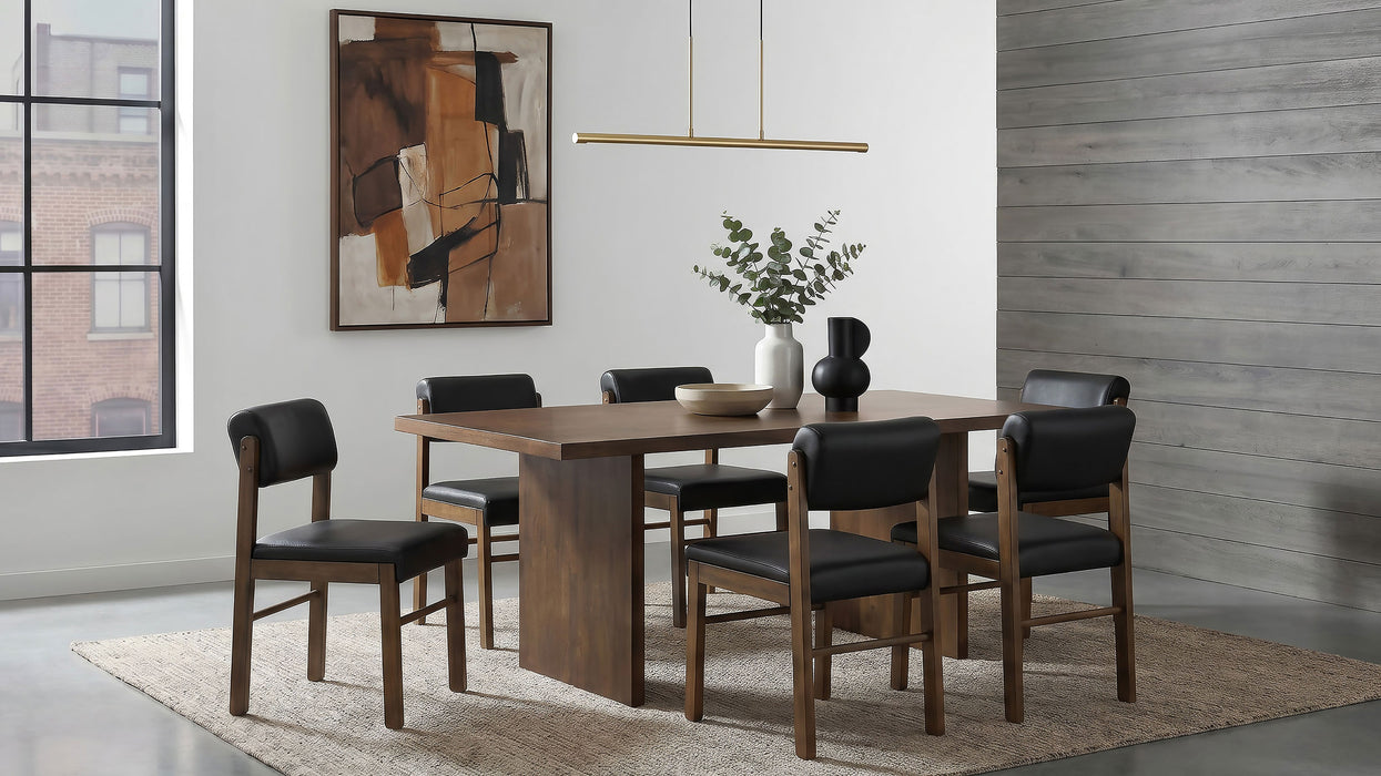 Decker 7-piece 82-inch Rectangular Dining Set Black and Walnut