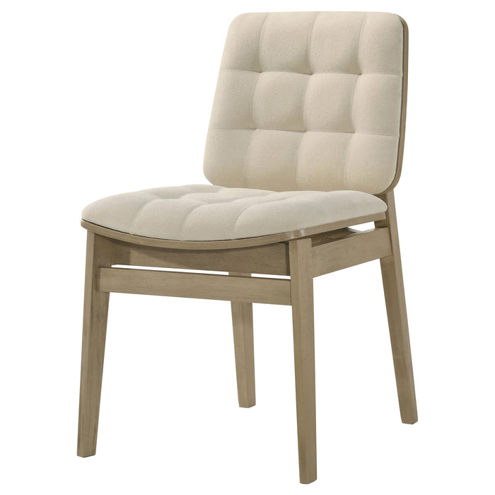 Redbridge Upholstered Side Chair Cream and Natural Oak (Set of 2)