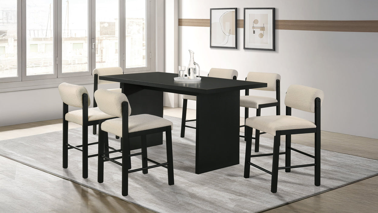 Decker 7-piece 70-inch Rectangular Counter Height Dining Set Cream and Black
