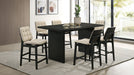 CoasterEveryday Decker 7-piece 70-inch rectangular dining set with cream and black finish, includes counter height table and chairs.
