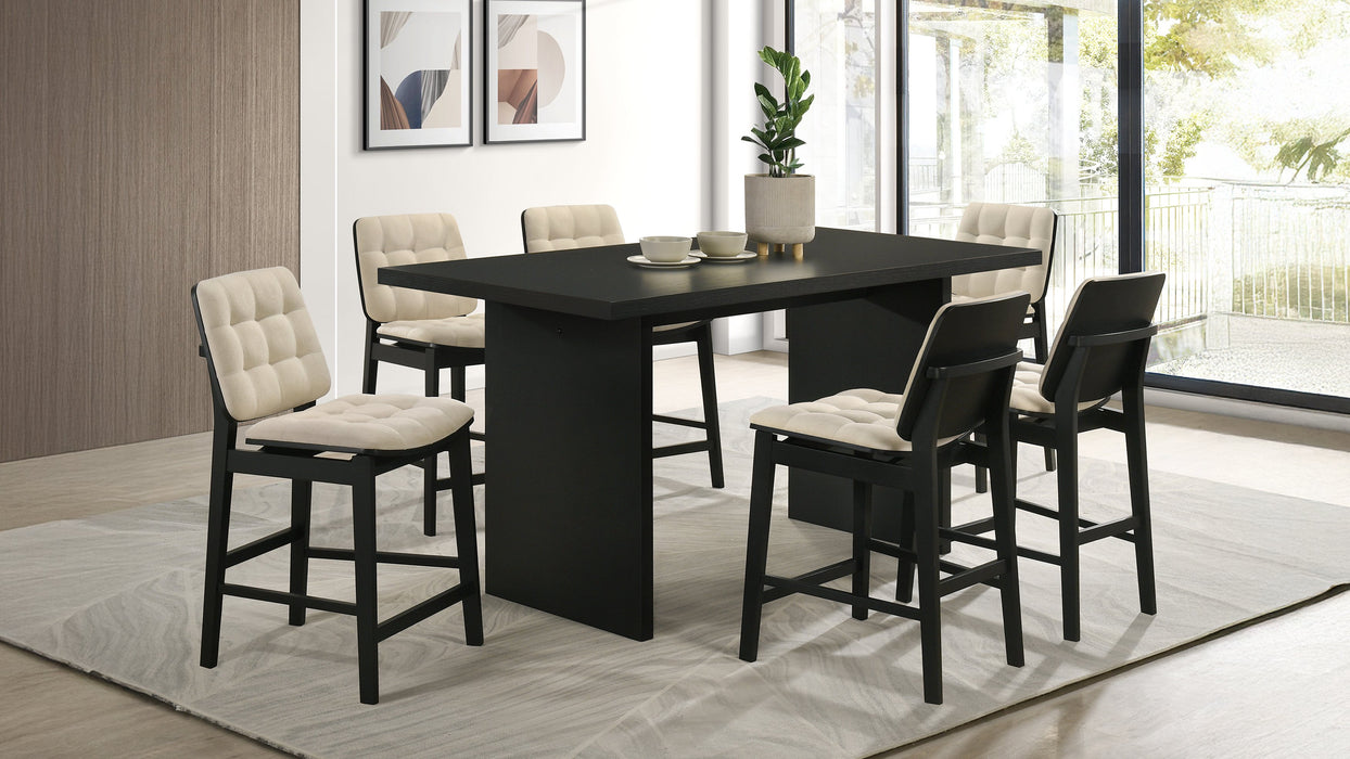 Decker 7-piece 70-inch Rectangular Counter Height Dining Set Cream and Black