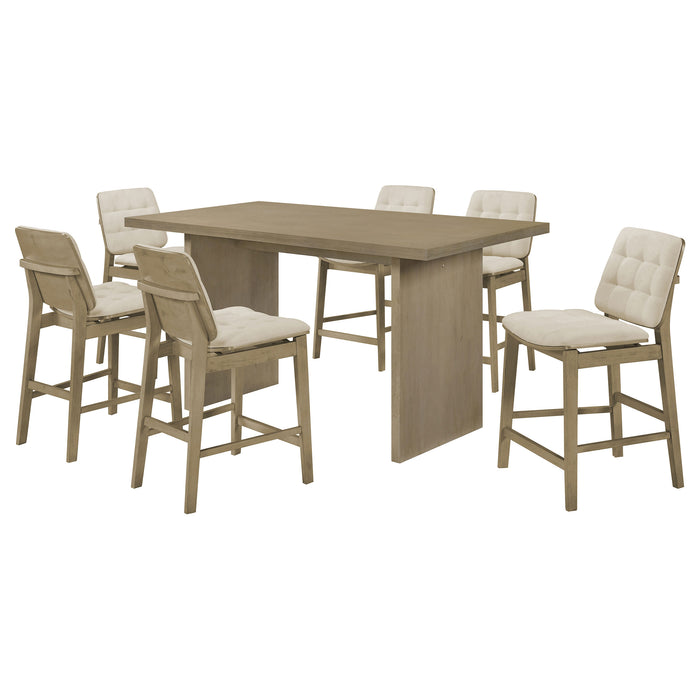 Decker 7-piece 70-inch Counter Height Dining Set Cream and Natural Oak