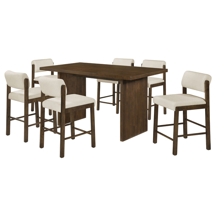 Decker 7-piece 70-inch Rectangular Counter Height Dining Set Cream and Walnut