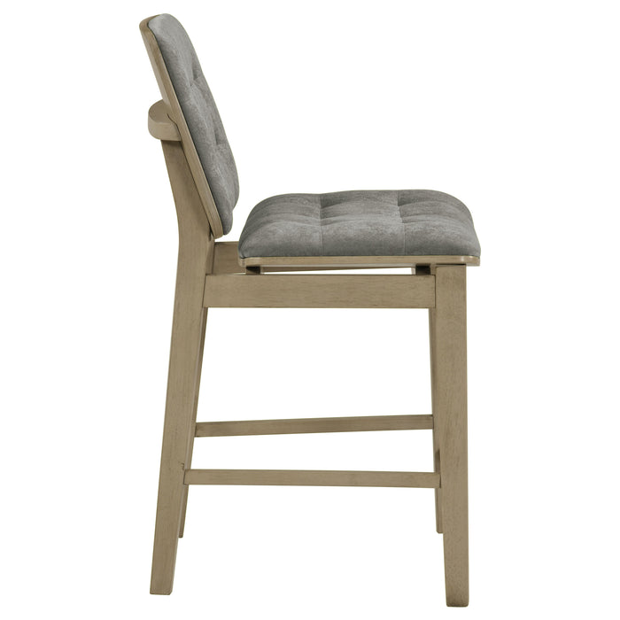 Redbridge Upholstered Counter Chair Grey and Natural Oak (Set of 2)