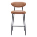 Set of two 29-inch faux leather and steel low back bar chairs in brown and black, perfect for home bar or counter seating.