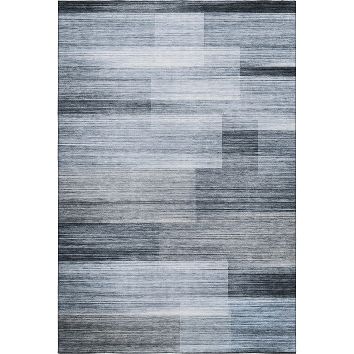 10' X 14' Striped Washable Area Rug With UV Protection (717248) - Denim Blue / Ivory