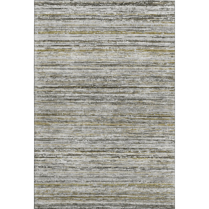 10' X 14' Striped Washable Area Rug With UV Protection (692364) - Pewter / Silver / Gray