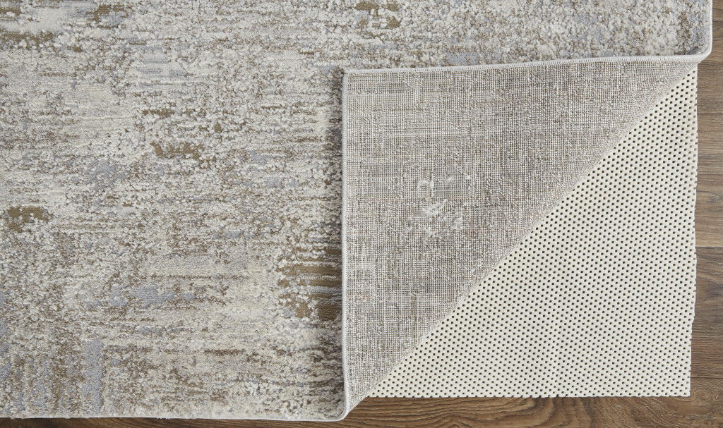 6.6' x 9.5' Abstract Power Loom Distressed Area Rug - Gray And Ivory