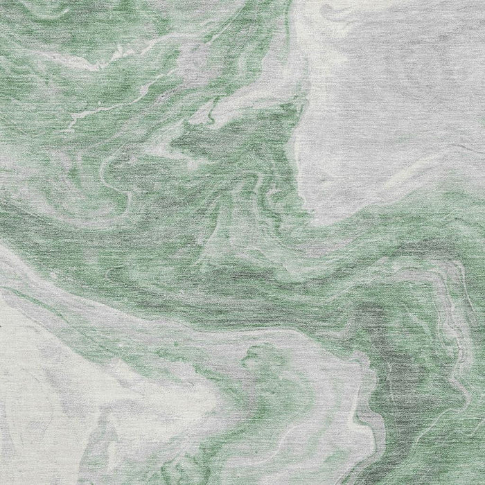 10' X 14' Abstract Washable Area Rug With UV Protection (697764) - Green / Gray / Silver