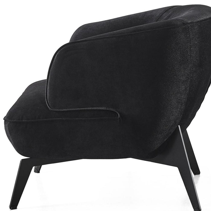 Velvet Steel Lounge Chair - Black / Steel