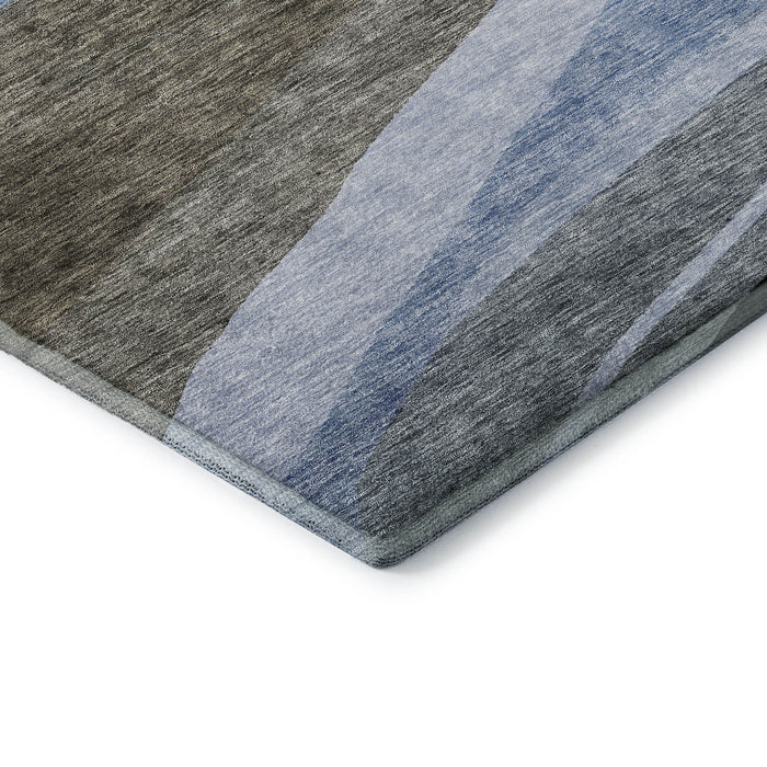 10' X 14' Abstract Washable Area Rug With UV Protection (684238) - Brown / Blue / Silver