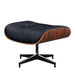 28-inch mid-century leather lounge chair with tufted cushioning and matching ottoman in rosewood finish, by HomeRoots.