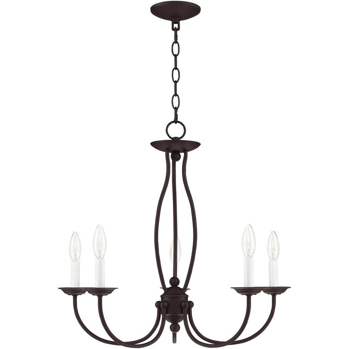22'' Five Light Dimmable Chandelier With Shades - Bronze
