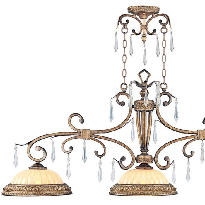 23" Three Light Metal Dimmable Chandelier With Shades - Gold / Clear