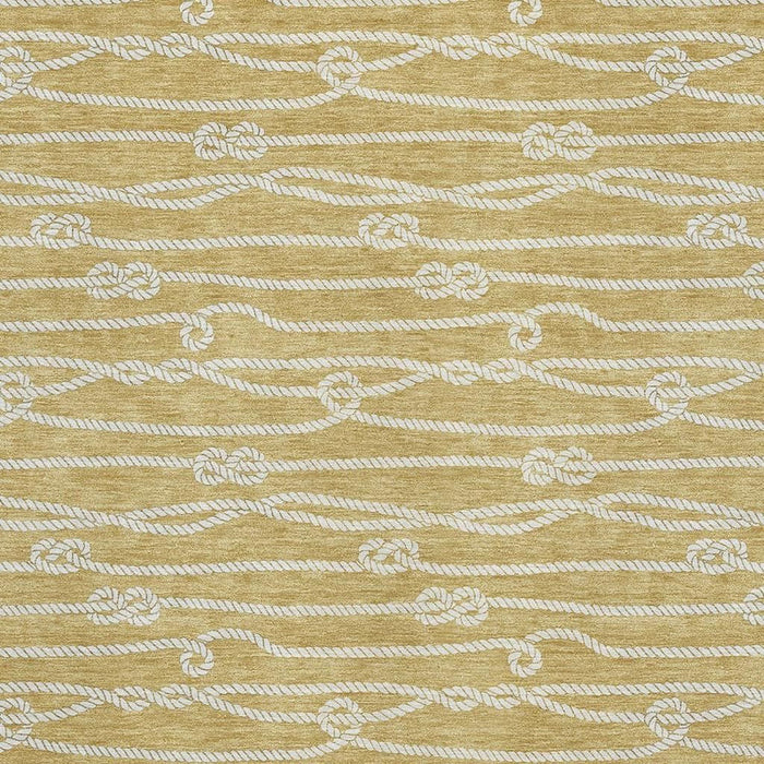 8' X 10' Nautical Washable Area Rug With UV Protection - Gold And Ivory
